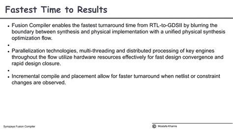 Synopsys Fusion Compiler Comprehensive Rtl To Gdsii Implementation