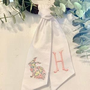 Easter Basket Sash With Floral Bunny Customizable Name And Bow Colors