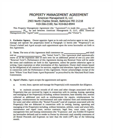 Management Agreement Templates Word Pdf Apple Pages Google Docs