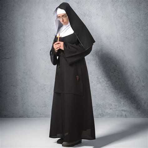 Womens Traditional Nun Costume Halloween Party Nun Cosplay Black Costume Outfit Ebay