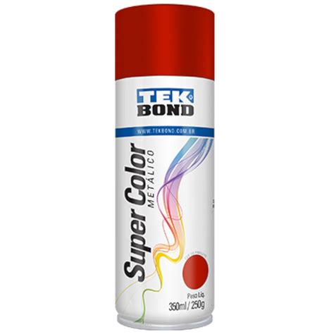 Tinta Spray Super Color Vermelho Metálico 350ml 250g TEKBOND