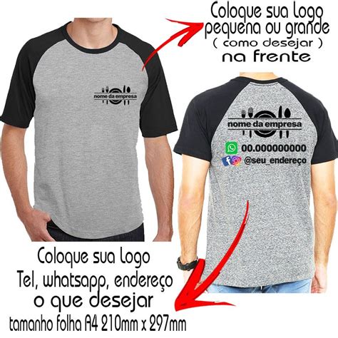 Camisetas Personalizadas Sua Arte Logo Raglan Frente E Costas Empresa