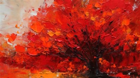 Premium AI Image | A painting of a tree with red leaves