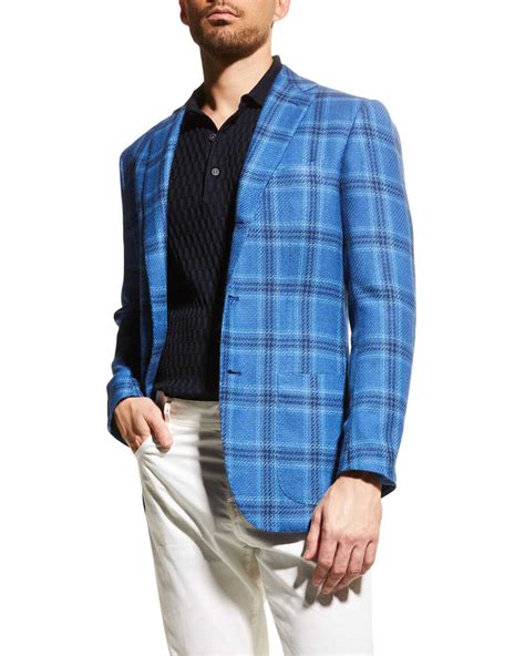 Kiton Men S Double Windowpane Cashmere Sport Jacket Editorialist