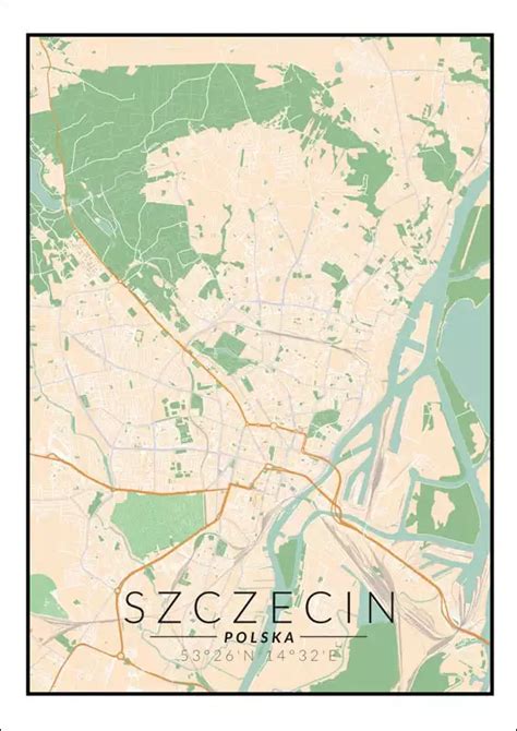 Szczecin Mapa Kolorowa Plakat Galeria Plakatu