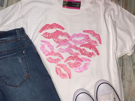 Valentines Day Kisses Heart Tee Shirt Etsy