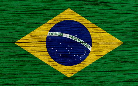 Download Wallpapers Flag Of Brazil 4k South America Wooden Texture