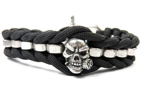 M Nner Armband Aus Us Paracord Mit Totenkopf Edelstahl Sch Kel Etsy De