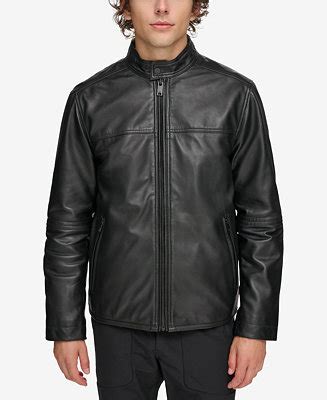 DKNY Men's Leather Racer Jacket - Macy's