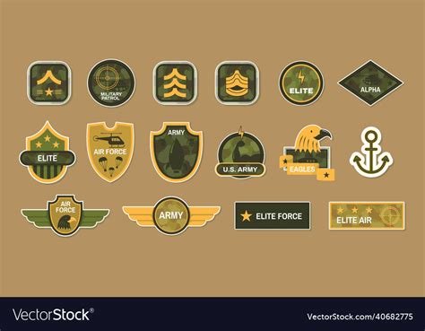 Army stickers set military eagle elite patrol air Vector Image