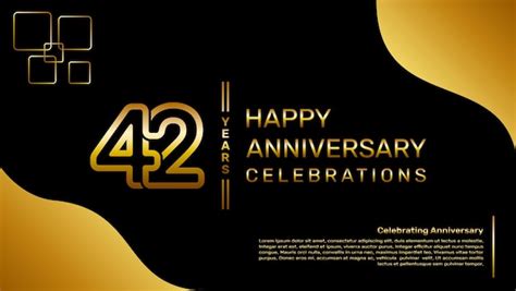 Premium Vector | 42 year anniversary logo design with a double line ...