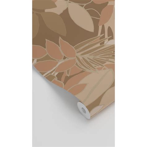 ESTAhome Behang Bladeren Donker Beige En Terracotta Roze 50 X 900