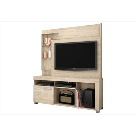 Estante Home Theater Icaro Mdp Prateleiras De Vidro R Stico