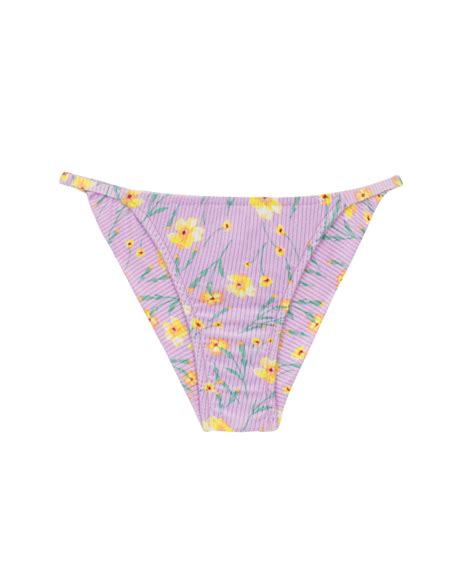 Braguita De Bikini Triangular Con Textura Estampado De Flores Pastel Y Lados Finos Bottom