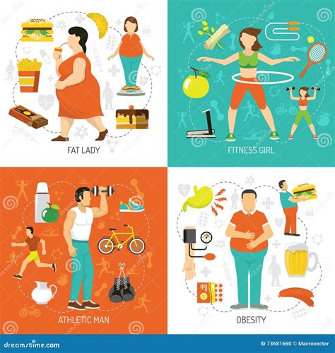 Obesity Concept Illustration Cartoon Vector 69940627