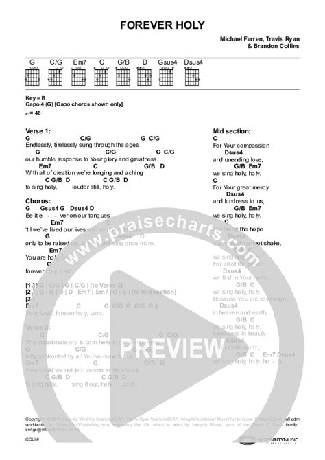 Forever Holy Chords PDF (Travis Ryan) - PraiseCharts