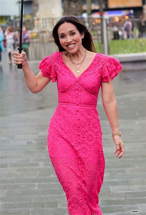 Myleene Klass In A Stylish Red Dress And Gold Platform Shoes In London 05 06 2023 • Celebmafia