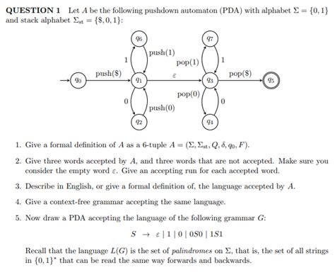 Solved QUESTION 1 Let A Be The Following Pushdown Automaton Chegg