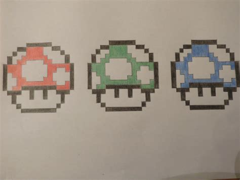 Mario Mushrooms Pixel Art By Thedarthflorance On Deviantart