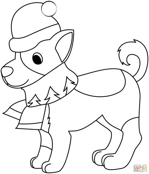 Dibujo De Perro De Navidad Para Colorear Dibujos Para Colorear