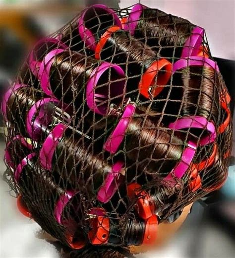 Pin By T Shima On Tightly Wetset Hair Rollers Hair Nets Sleep In