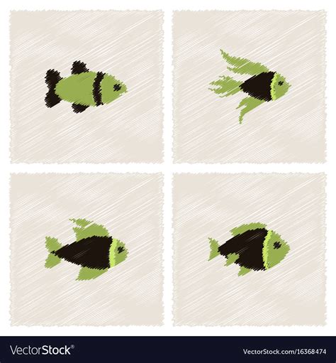 Aquarium Fish Silhouette Stock Collection Vector Image