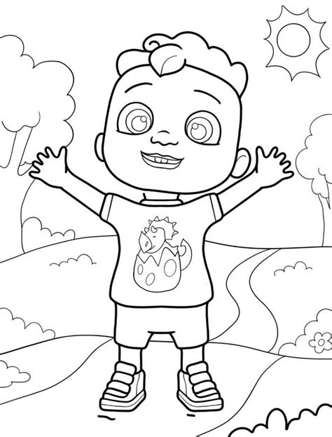 Coloriage Cody Avec Les Bras Levés Cocomelon