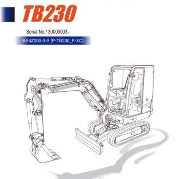 Takeuchi Excavator TB228 TB235 TB250 Workshop Parts Operators Manual IT