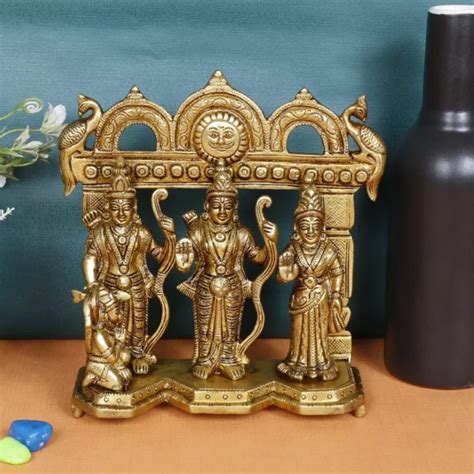 Brass Ram Darbar Shree Ram Ji Sita Laxman Hanuman Idol Statue Figurine