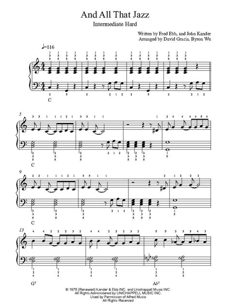 And All That Jazz by Fred Ebb & John Kander Piano Sheet Music | Intermediate Level | Piano sheet ...