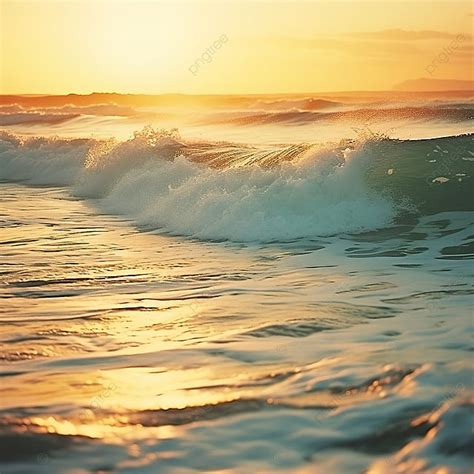 Grandes Ondas Quebrando Na Frente Deles O P R Do Sol Ao Fundo Mar