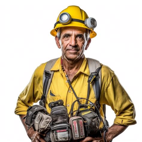 Un Hombre Con Un Casco Amarillo Y Un Casco Amarillo Con Un Logotipo En