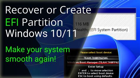 How To Recover Or Create Efi Partition Windows Youtube