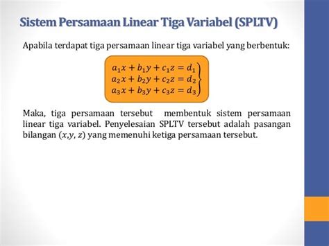 Sistem Persamaan Linear Tiga Variabel