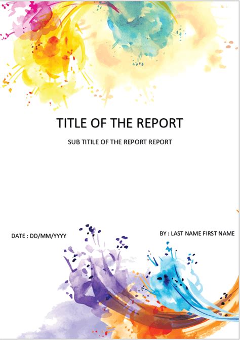 Cover Page - Download Template For MS Word - Color splashes Cover