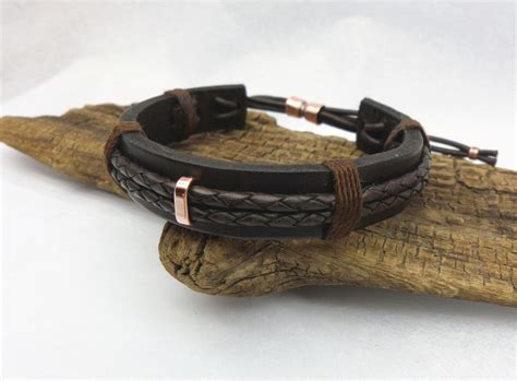 Mens Copper Bracelet Braided Leather Bracelet Braided Bracelets