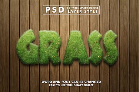 Premium PSD Grass 3d Realistic Text Effect Premium Psd