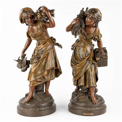 Auguste MOREAU 1834 1917 Bucheronne A Pair Of Spelter Figurines