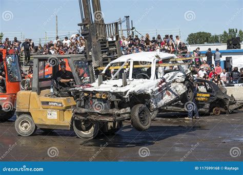 Wrecked Car Removed After Demolition Derby Editorial Stock Photo