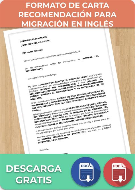 Modelo De Carta Para Migracion