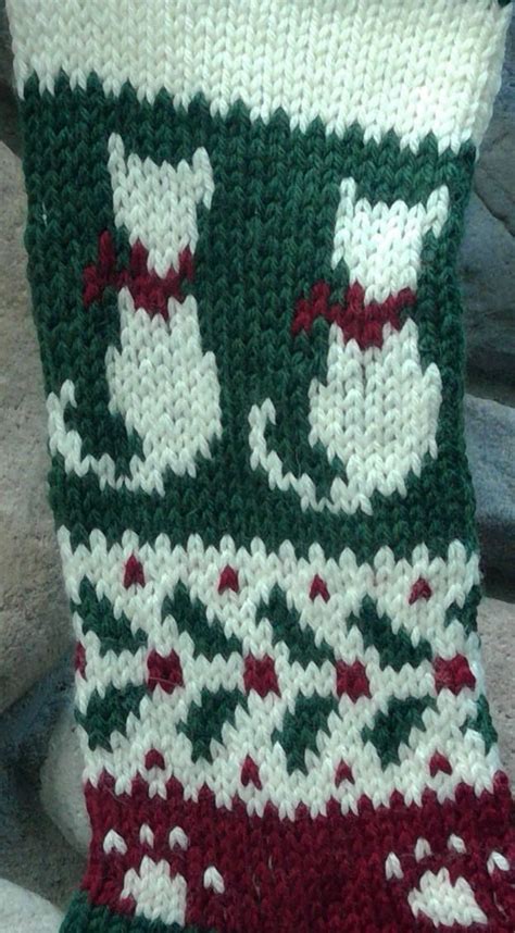 Hand Knit Christmas Stocking For Your Cat Etsy Christmas Stockings