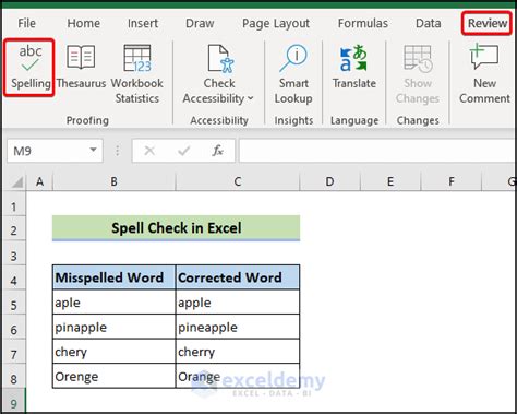 Spell Check In Excel 4 Methods Exceldemy