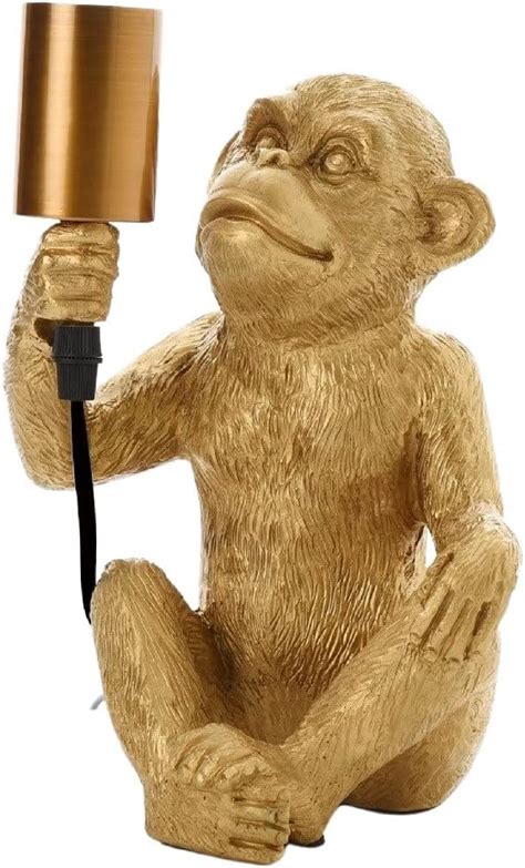 Britalia Gold Sitting Monkey Sculpture Vintage Table Desk Lamp Cm