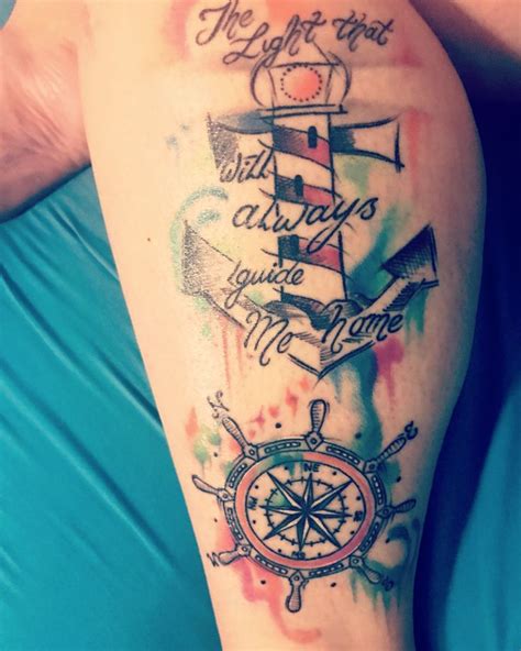 Watercolor Compass And Anchor Tattoo Viraltattoo Wheel Tattoo Lighthouse Tattoo Tattoo Designs