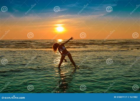 Woman In White Bikini Posing In A Sea Stock Image Image Of Lifestyle