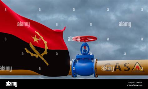 Angola Gas Valve On The Main Gas Pipeline Angola Pipeline With Flag