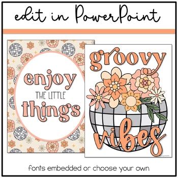 Disco Floral Classroom Decor Inspirational Posters Editable Tpt