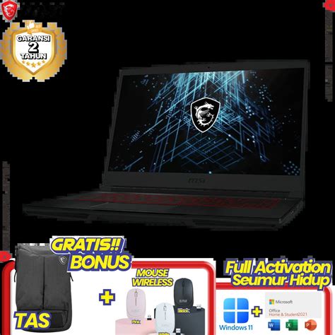 Laptop Msi Thin Gf Ve Gaming Black Core I H Vga Nvidia Rtx