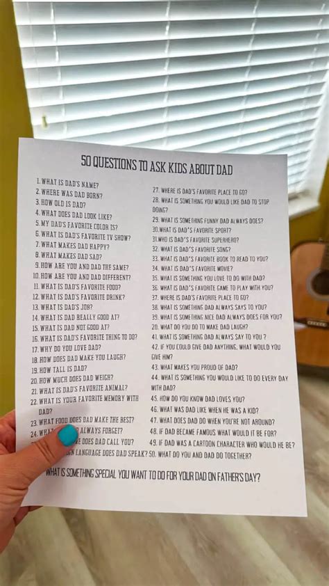 50 Fathers Day Questions To Ask Kids About Dad Free Printable The