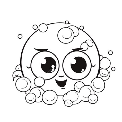 Cartoon Face With Soap Bubbles And Bubbles Coloring Page Outline Sketch